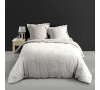 Douceur d'Intérieur Parure de lit 3 pièces Eliot 260 x 240 cm 100% percale de coton 78 fils Naturel