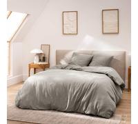 Douceur d'Intérieur Parure de lit Meline 3 pièces 260×240 cm Anthracite 100% coton fils teints