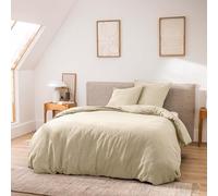 Douceur d'Intérieur Parure de lit Meline 3 pièces 260x240 cm Sable 100% coton fils teints