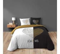 Douceur d'Intérieur, Parure de Lit 3 Pièces (260 x 240 cm) MIU Noir, 100% Coton