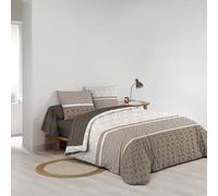 Douceur d'Intérieur, Parure de Lit 6 Pièces (260 x 240 cm) Pacha Marron, 100% Coton