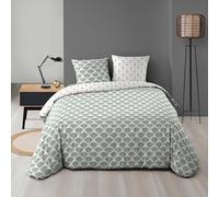 Douceur d'Intérieur Parure de lit 3 pièces Diane Réversible Microfibre imprimée 240x220 cm Vert