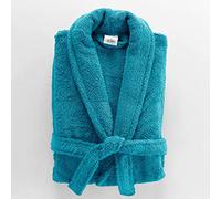 Douceur d'Intérieur, Peignoir (Taille Unique) Tendresse Bleu Paon, Eponge Unie 100% Coton