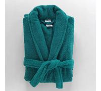 Douceur d'Intérieur, Peignoir (Taille Unique) Tendresse Emeraude, Eponge Unie 100% Coton