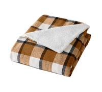 Douceur d'Intérieur Plaid écossais Camel et Tartan avec Sherpa 125 x 150 cm
