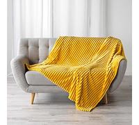 Douceur d'Intérieur, Plaid (125 x 150 cm) Kalie Jaune, Flanelle Jacquard