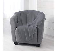 Douceur d'Intérieur, Plaid (125 x 150 cm) Milou Anthracite, Polaire Unie