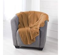 Douceur d'Intérieur, Plaid (125 x 150 cm) Milou Camel, Polaire Unie