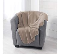 Douceur d'Intérieur, Plaid (125 x 150 cm) Milou Taupe, Polaire Unie