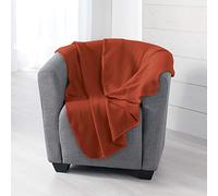 Douceur d'Intérieur, Plaid (125 x 150 cm) Milou Terracotta, Polaire Unie