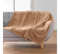 Douceur d'Intérieur Plaid (125 x 150 cm) Mini Frosty Camel, Flanelle Relief Unie