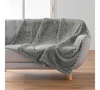 Douceur d'Intérieur Plaid (125 x 150 cm) Mini Frosty Gris, Flanelle Relief Unie