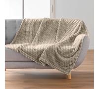 Douceur d'Intérieur Plaid (125 x 150 cm) Mini Frosty Taupe, Flanelle Relief Unie