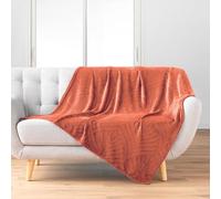 Douceur d'Intérieur, Plaid (125 x 150 cm) Nelia Terracotta, Flanelle Relief Unie