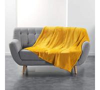 Douceur d'Intérieur, Plaid (180 x 220 cm) Flanou Jaune, Flanelle