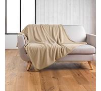 Douceur d'Intérieur Plaid Wooly bouclette unie Beige 180 x 220 cm