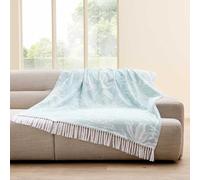 Douceur d'Intérieur, Plaid à Franges (125 x 150 cm) Hera Bleu, Coton & Polyester Imprimé