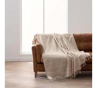Douceur d'Intérieur Plaid LILIA 240 x 260 cm 100% coton Beige avec franges