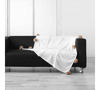 Douceur d'Intérieur, Plaid à Pompons (125 x 150 cm) Snowy Naturel, Flanelle