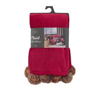 Douceur d'Intérieur, Plaid à Pompons (125 x 150 cm) Snowy Rouge, Flanelle