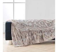 Douceur d'Intérieur – Plaid Antartic Choco, chaud hiver 180 x 220 cm, imitation fourrure et polaire