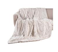 Douceur d'Intérieur – Plaid Chaud Hiver Lynx Naturel – 180 x 220 cm – Imitation fourrure & Sherpa