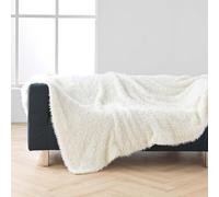 Douceur d'Intérieur, Plaid Chaud Hiver XXL (220 x 240 cm) Mouton Naturel, Imitation Fourrure et Polaire