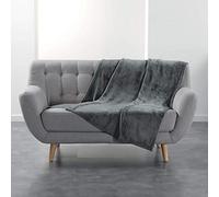 Douceur d'Intérieur Plaid uni en flanelle Flanou 125 x 150 cm Gris