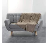 Douceur d'Intérieur, Plaid (125 x 150 cm) Flanou Taupe, Flanelle