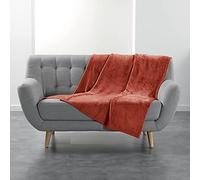 Douceur d'Intérieur Plaid FLANOU Flanelle Terracotta 125 x 150 cm Doux et Tendance