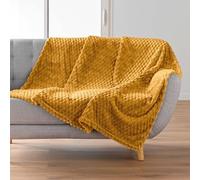 Douceur d'Intérieur Plaid Mini Frosty Ocre – Flanelle relief unie – 125 x 150 cm