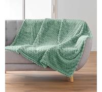 Douceur d'Intérieur – Plaid doux Mini Frosty – Flanelle relief unie – 125 x 150 cm – Sauge