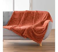 Douceur d'Intérieur Plaid doux Mini Frosty - Flanelle relief unie 125 x 150 cm - Terracotta