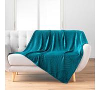 Douceur d'Intérieur Plaid Nelia – Flanelle relief uni – 125 x 150 cm Bleu