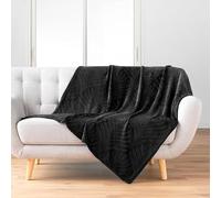 Douceur d'Intérieur – Plaid Nelia – Flanelle relief unie – 125 x 150 cm – Noir