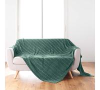 Douceur d'Intérieur, Plaid Doux (180 x 220 cm) Arya Cedre, Flanelle Relief Unie