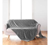 Douceur d'Intérieur – Plaid doux Arya – Flanelle Relief Unie 180 x 220 cm – Gris