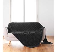 Douceur d'Intérieur, Plaid Doux (180 x 220 cm) Arya Noir, Flanelle Relief Unie