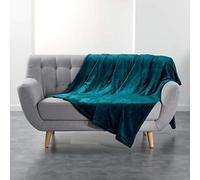 Douceur d'Intérieur, Plaid Doux (180 x 220 cm) Flanou Bleu, Flanelle Unie