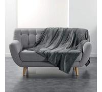 Douceur d'Intérieur, Plaid Doux (180 x 220 cm) Flanou Gris, Flanelle Unie