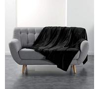 Douceur d'Intérieur Plaid Flanou Flanelle unie 180x220 cm Noir
