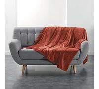 Douceur d'Intérieur – Plaid flanelle unie Flanou terracotta 180x220 cm Orange G