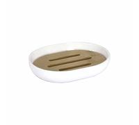 Douceur d'Intérieur, Porte-Savon (12,2 x 9,3 x 2,5 cm) Smart Blanc, Polystyrène et Bambou