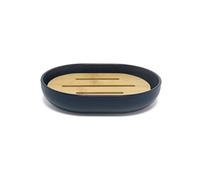 Douceur d'Intérieur, Porte-Savon (12.2 x 9.3 x 2.5 cm) Smart Bleu, Polystyrène Finition Bambou