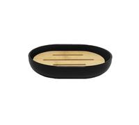douceur d'intérieur, Porte-Savon (12.2 x 9.3 x 2.5 cm) Smart Noir, Polystyrène et Bambou