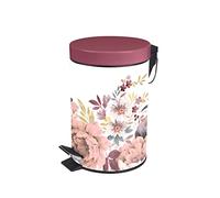 Douceur d'Intérieur, Poubelle à Pédale (3 l) Jayana Rose, Métal Imprimé