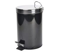douceur d'intérieur, Poubelle à Pédale (3 l) Metalia Noir, Métal Uni