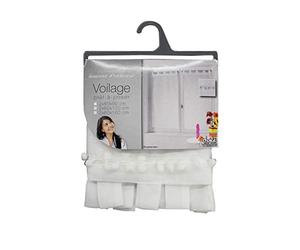 Douceur d'Intérieur Poupette Paire Droite Passants Voile Sable Rayures, Polyester, Rouge, 160x60 cm