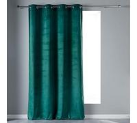 Douceur d'Intérieur, Rideau à Œillets 140 x 240 cm Velours Uni Velvetine Pétrole 1609746