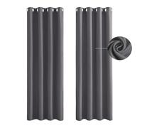 Douceur D'Intérieur, Rideau à Oeillets 110 x 115 cm Thermique Isolant Anti Froid Chaleur Occultant Rideau Chambre Design à Oeillets pour Salon Décoration de Fenêtre, Gris Foncé